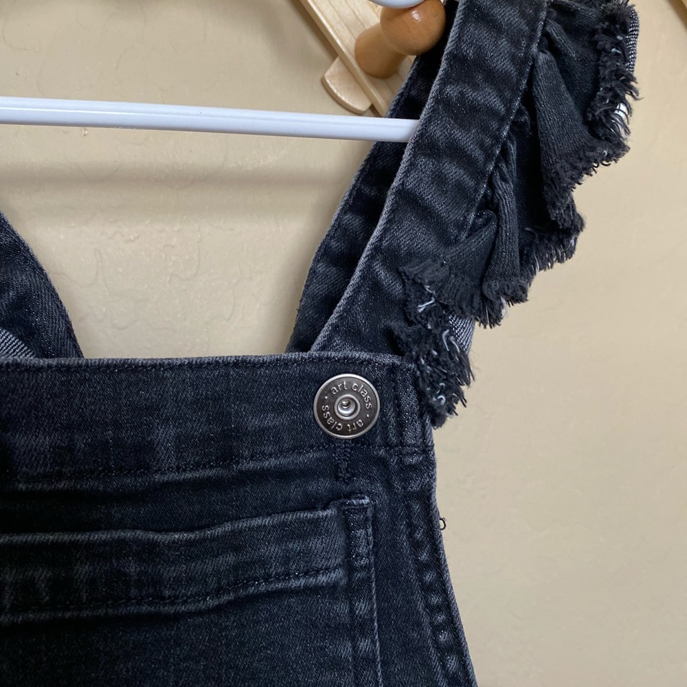 Art class 2t black denim roll up pant jeans overall girl ruffle toddler